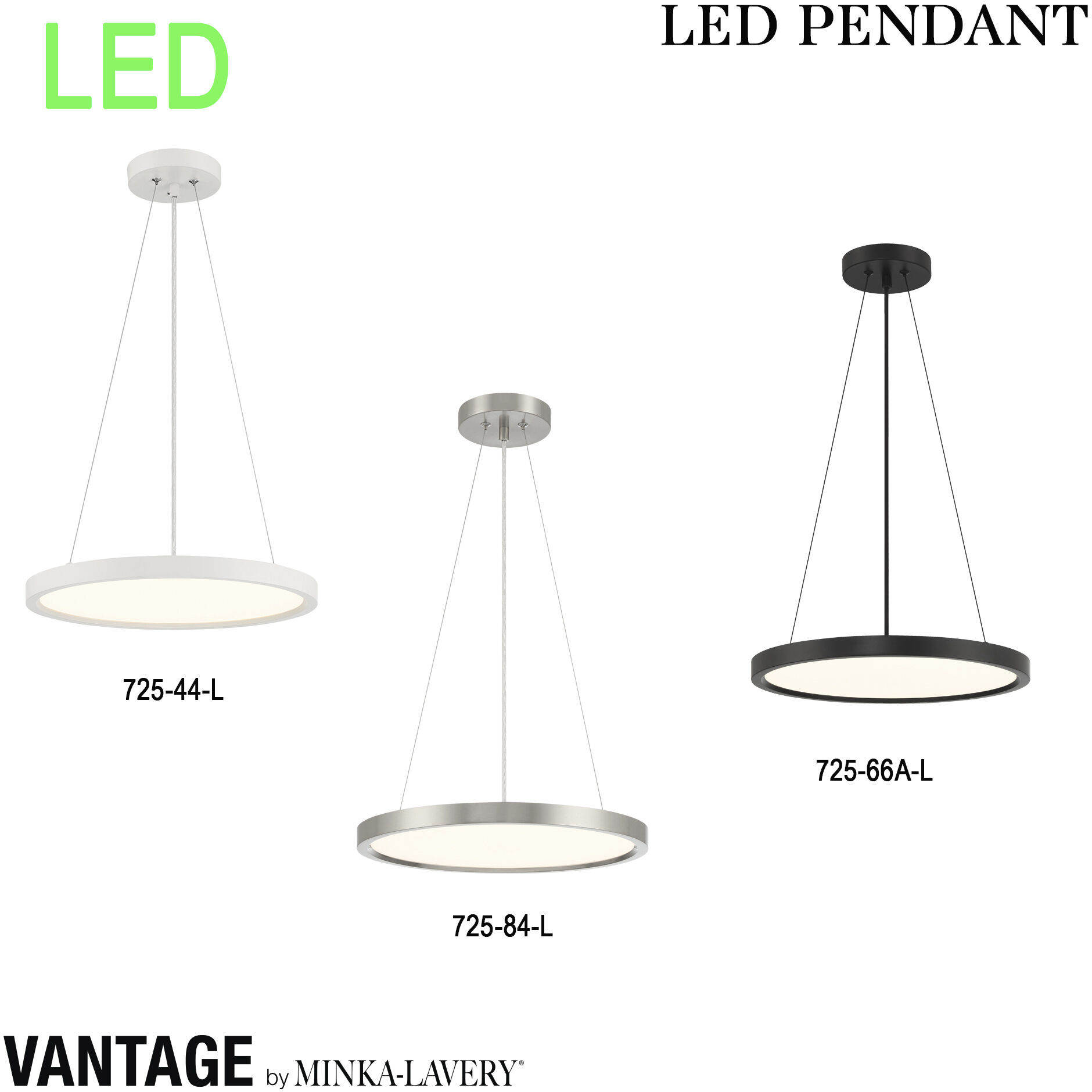 Vantage LED 15 inch Coal Pendant Ceiling Light, Round